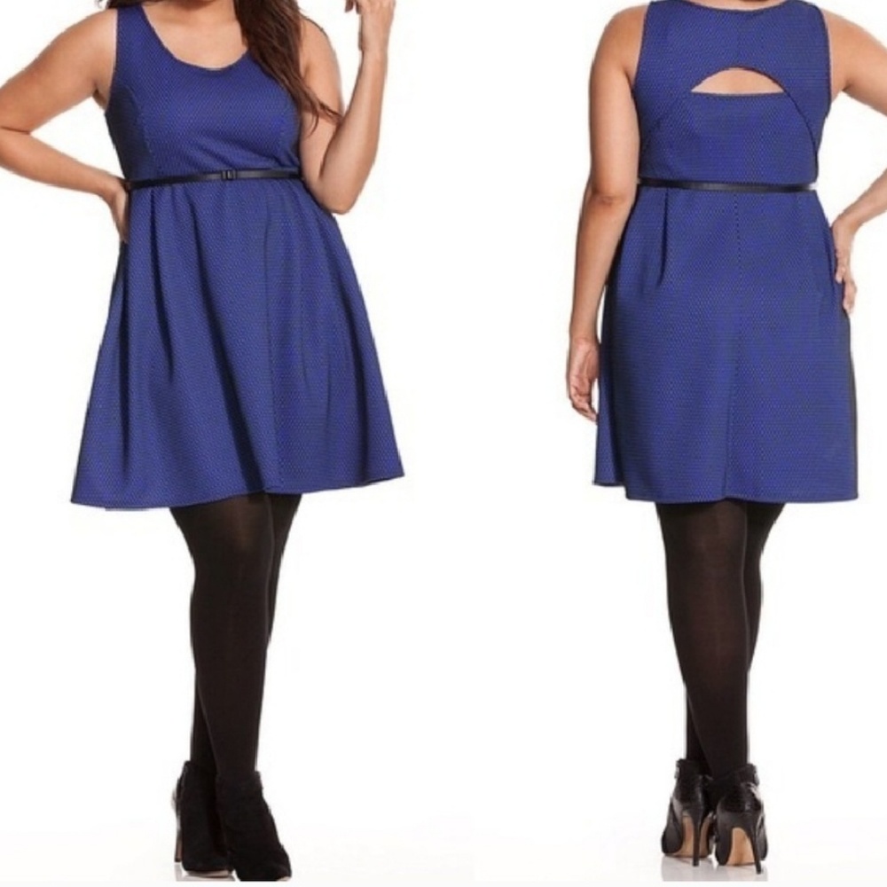 Lane Bryant Skater Dress With Mesh Overlay - Picture 1 of 5